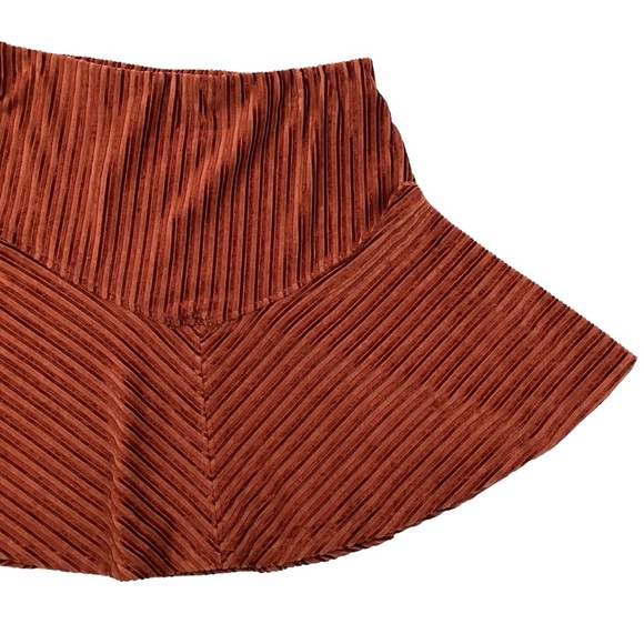 NWT Free People Camden Skirt Ginger Snap Velour Striped Skirt Orange - Picture 9 of 13